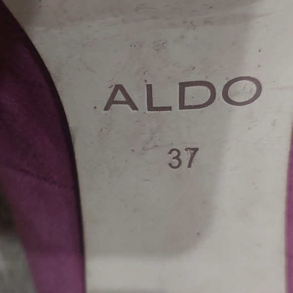 ALDO Suede Leather Heels Purple Plum Cone Block Pumps Women's Size 37/6.5M - Picture 10 of 12